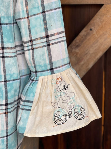 Flared Sleeve Flannel- OUTER BANKS BLUE